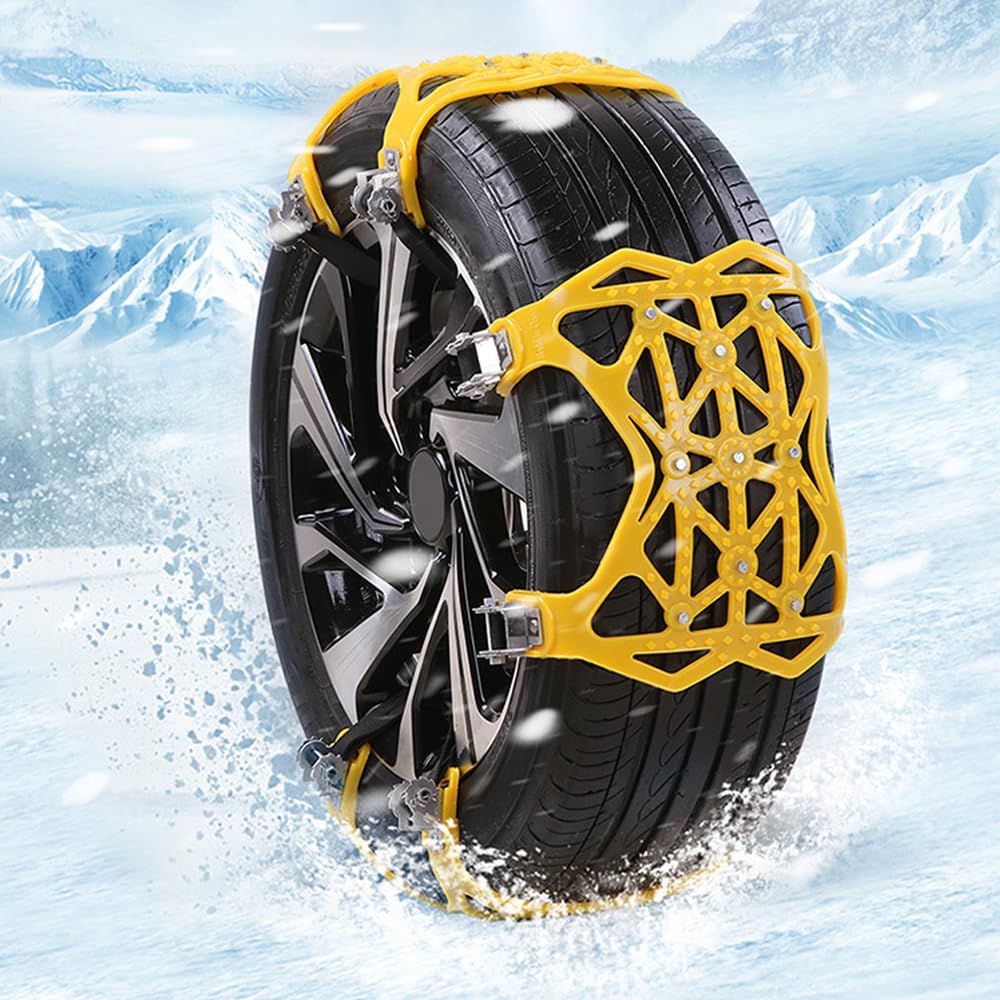 Baceyong 6 Stück Schneeketten Universal Auto, Snow Chains, Reifenbreite 165-285mm, Passend Für PKW, SUV, MPV Van, Schneeketten Schnellmontage von Baceyong