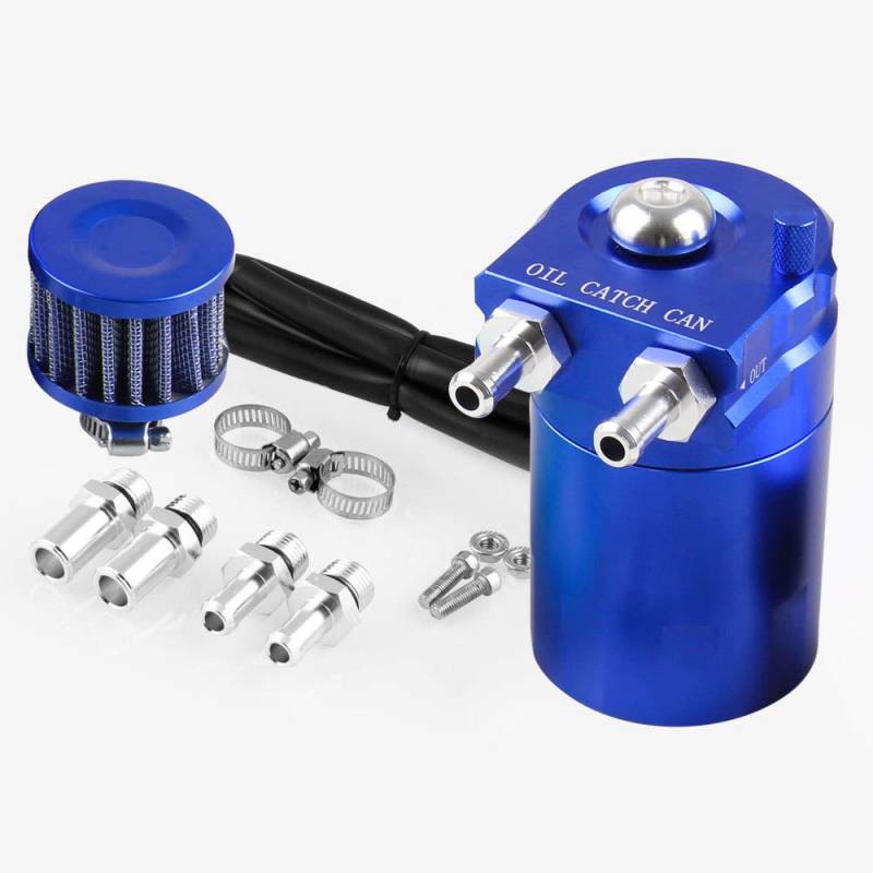 Baceyong Auto Ölauffangbehälter Dieseltank Luftfilter 300ML Baffled Breather Reservoir Benzin, Universalölauffangkanne Dieselbenzinilter auffangen - Blau von Baceyong