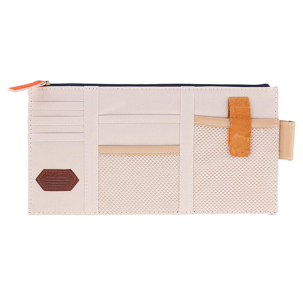 Baceyong Auto Sonnenblende Auto Kartenhalter Aufbewahrungstasche Multi Pocket Organizer Tasche - Beige von Baceyong