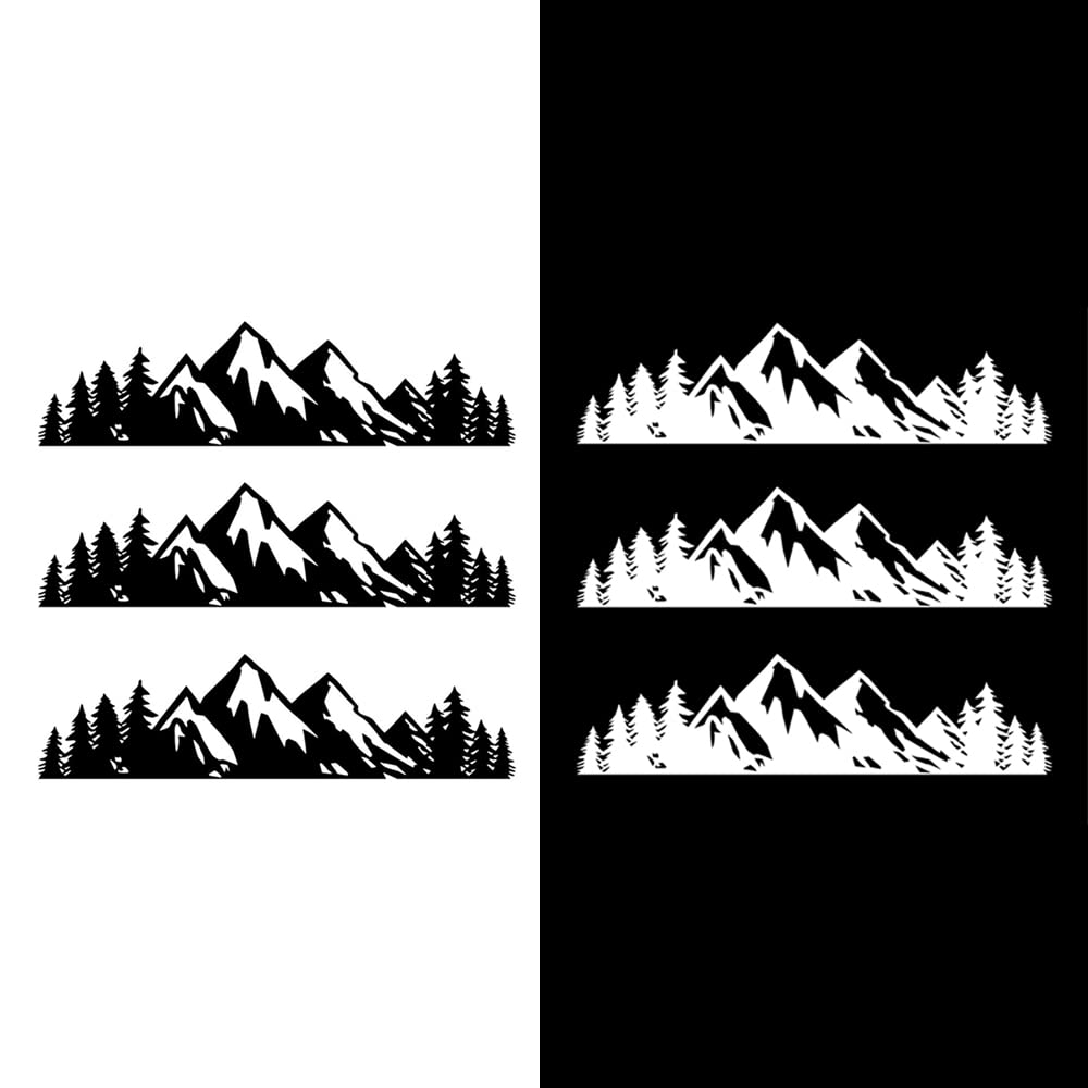 Baceyong Mountain Car Decals, Polyvinylchlorid Black/White Mountain Car Decals, Mountain and Trees Car Body Decals und Grafiken von Baceyong