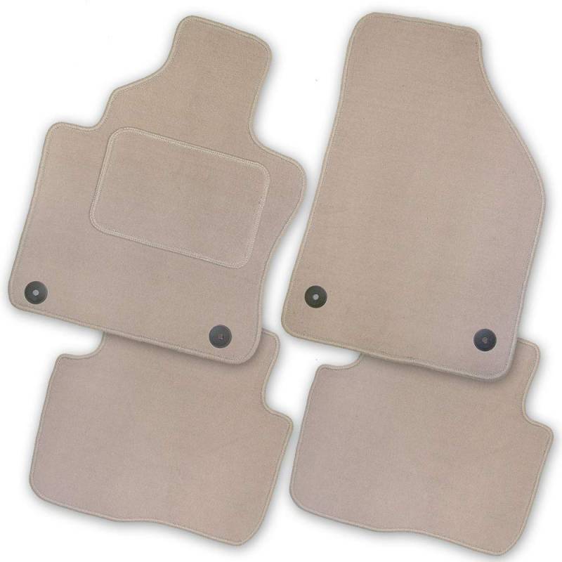 Bär-AfC Auto Fußmatten Royal passend für Renault Twingo Typ 1 1998-2007, Autoteppiche Velours Beige, Rand Kettelung Beige, Textiler Trittschutz, Set 4-teilig, RE03374 von Bär-AfC