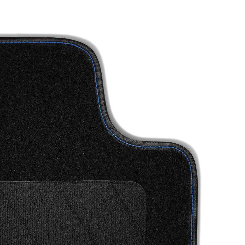 Bär-AfC MG64568 Classic Auto-Fußmatten Nadelvlies Schwarz, Bandeinfassung Schwarz, Ziernaht Blau, Set 4-teilig, Passgenau für Modell Siehe Details von Bär-AfC
