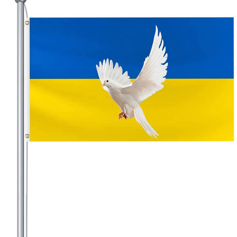 Ukraine Ukraine Bagima 23 * 15 * 2 Ukraine Flagge Peace Of Dove Flag 3 X 5 Ft Ukraine Flag Banner Polyester Ukrainische Friedensfahnen mit Messingösen von Bagima