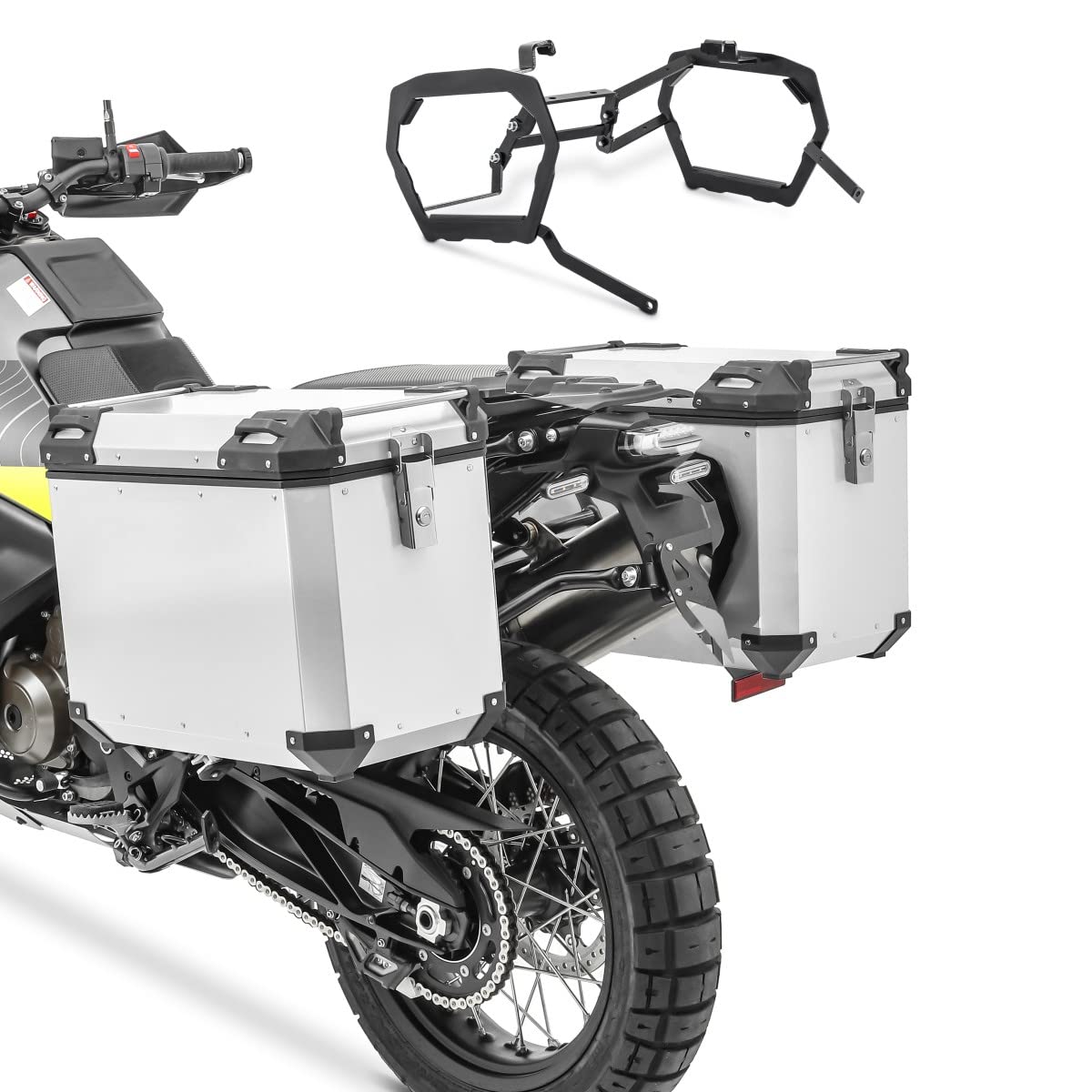 Alu-Koffer + Kofferträger für Honda Africa Twin 1100 20-21 QP48 Silber von Bagtecs