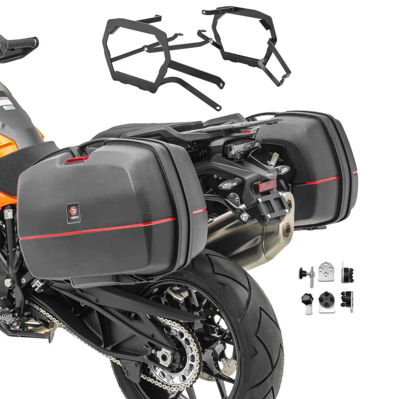 Bagtecs Koffer Set kompatibel für KTM 1290 Super Adventure R/S 21-22 Seitenkoffer + Kofferträger TB8S, Schwarz von Bagtecs