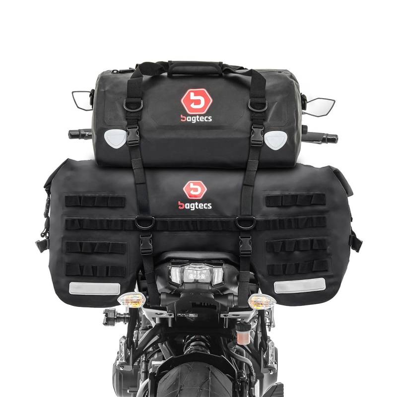 Motorrad Hecktasche Set Bagtecs SX70 + XF30 Volumen 100 L Drybag Wasserdicht von Bagtecs