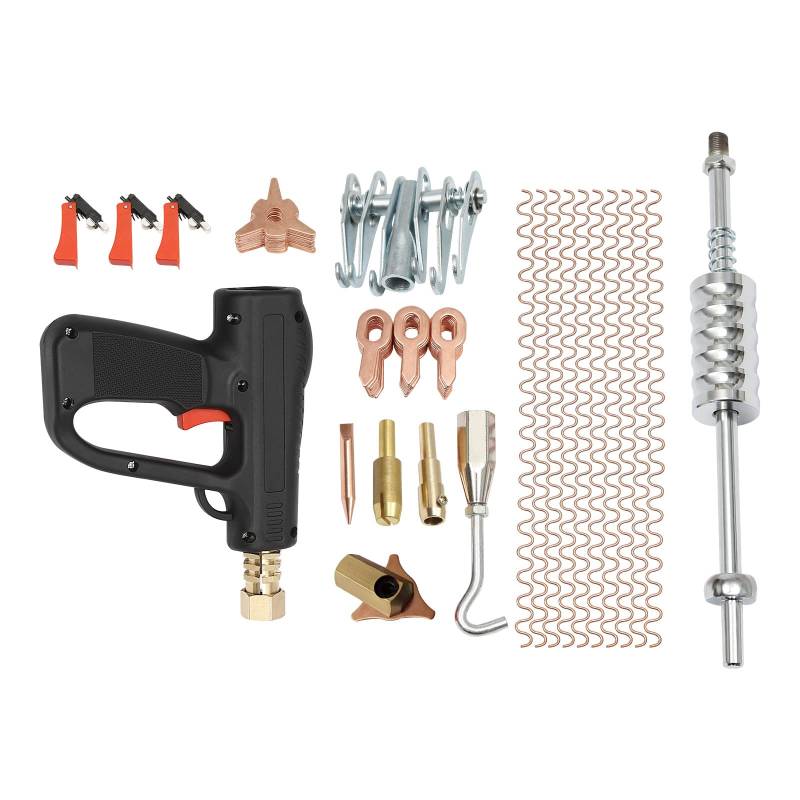 Bagyaluu Ausbeulwerkzeug 81tlg Dellenzieher Reparatursatz Beulen Reparaturset Auto Dent Puller Kit Spotter-Zubehör Box Schweißgerät Karosserie Reparatur Ausbeul Set Ausbeulreparatur-Set von Bagyaluu