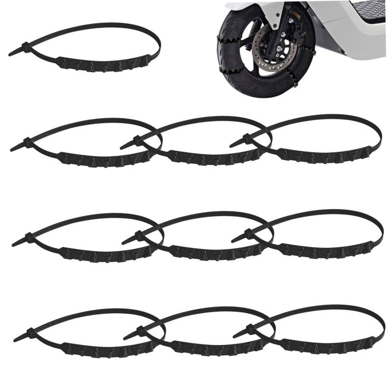 10pcs Schneeketten für Motorrad-E-Bike, Nicht rutschfeste Reifenketten Universal Radketten für Schnee Nylon 20 Zähne Winter Schneereifenketten von Bai42Ylou