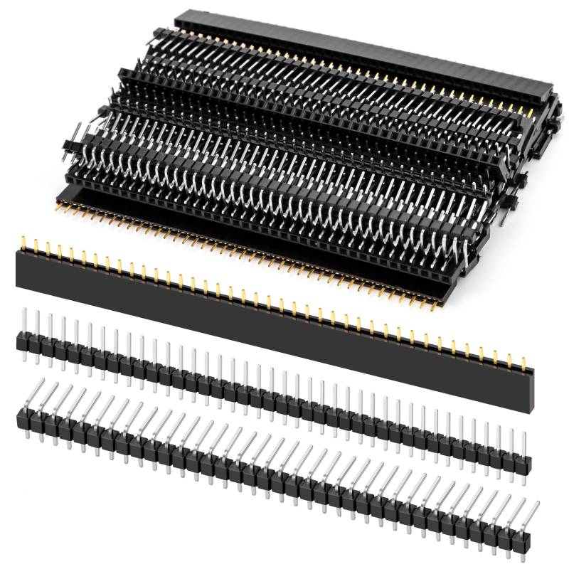 2.54mm 40 Pin Header Gerade Einreihige Stapelbare Buchsenleiste, 45 Stück Männlich und Weiblich Stiftleiste Sockel Steckerleiste, für Arduino Prototyp Stackable Shield, 3 Typen von Baimuni