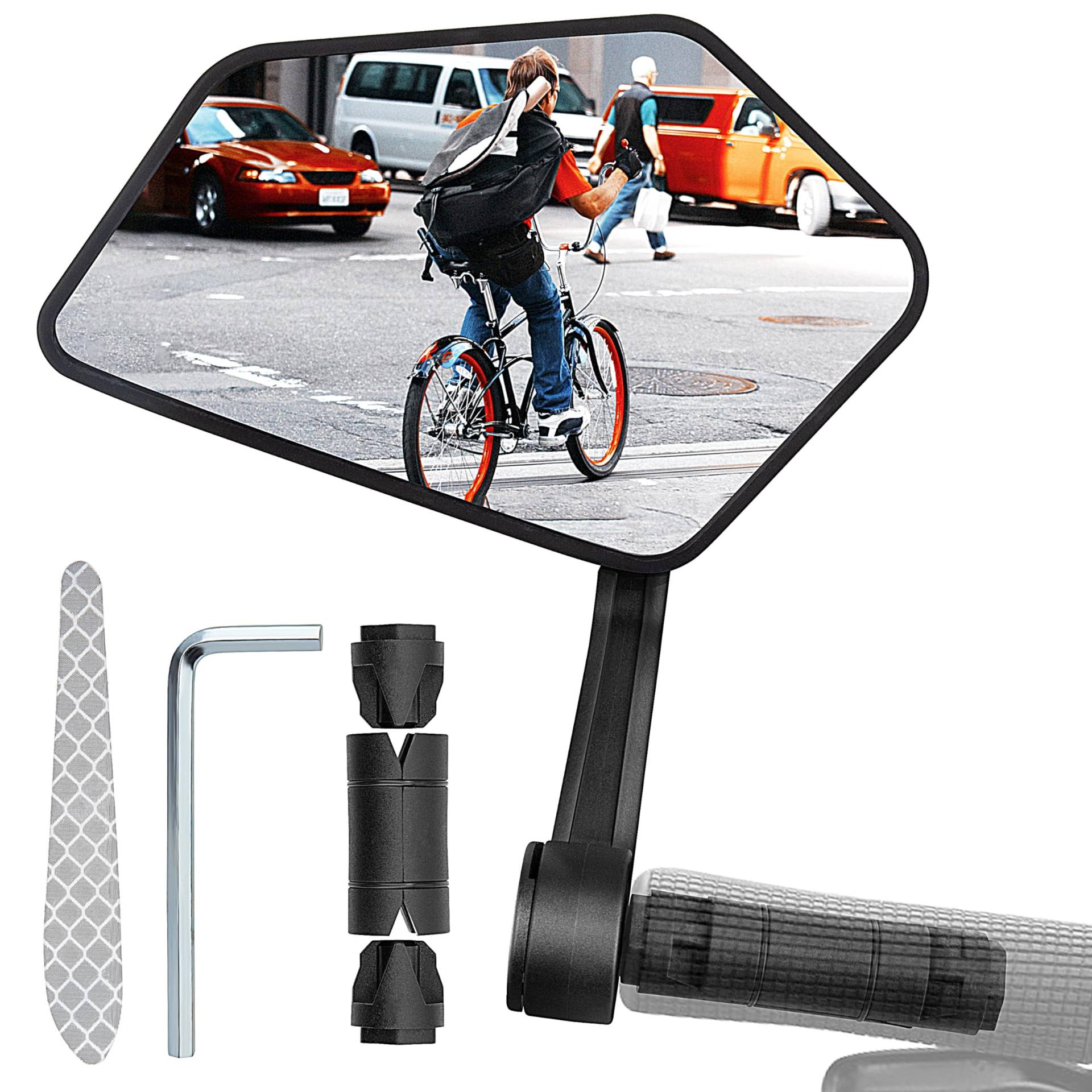 Fahrradspiegel Extra Große Spiegelfläche, 360° verstellbarer Bar End Fahrradspiegel, Schlagfestes Echtglas HD, Rückspiegel Fahrrad Spiegel für E-Bike Lenker 15-20mm, klappbar (Links) von Baimuni