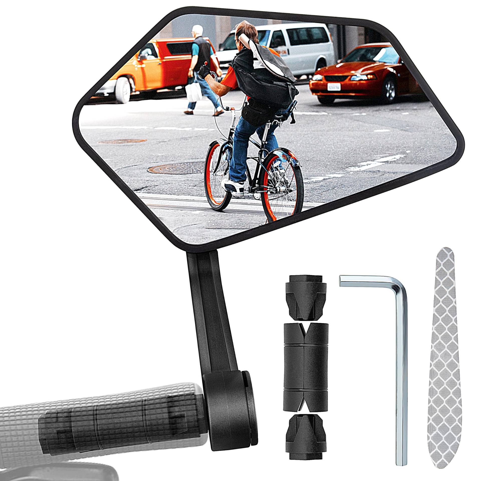 Fahrradspiegel Extra Große Spiegelfläche, 360° verstellbarer Bar End Fahrradspiegel, Schlagfestes Echtglas HD, Rückspiegel Fahrrad Spiegel für E-Bike Lenker 15-20mm, klappbar (Rechts) von Baimuni