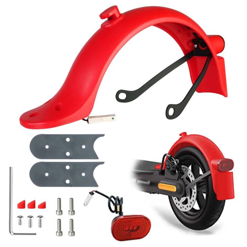 Baisirui Hinterer Schutzblech Electric Scooter Hinterers Fender Ersatz Sets Kompatibel für Xiaomi E Roller Mi3 M365 S1 Pro 2 Essential Mudguard Zubehör (Rot) von Baisirui