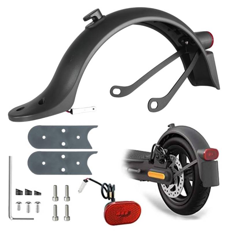 Baisirui Kotflügel hinten Kompatibel für E Scooter Xiaomi M365 1S Pro 2 Scooter 3 Essential Elektroroller, Schutzblech + Metallhalterung (Schwarz) von Baisirui