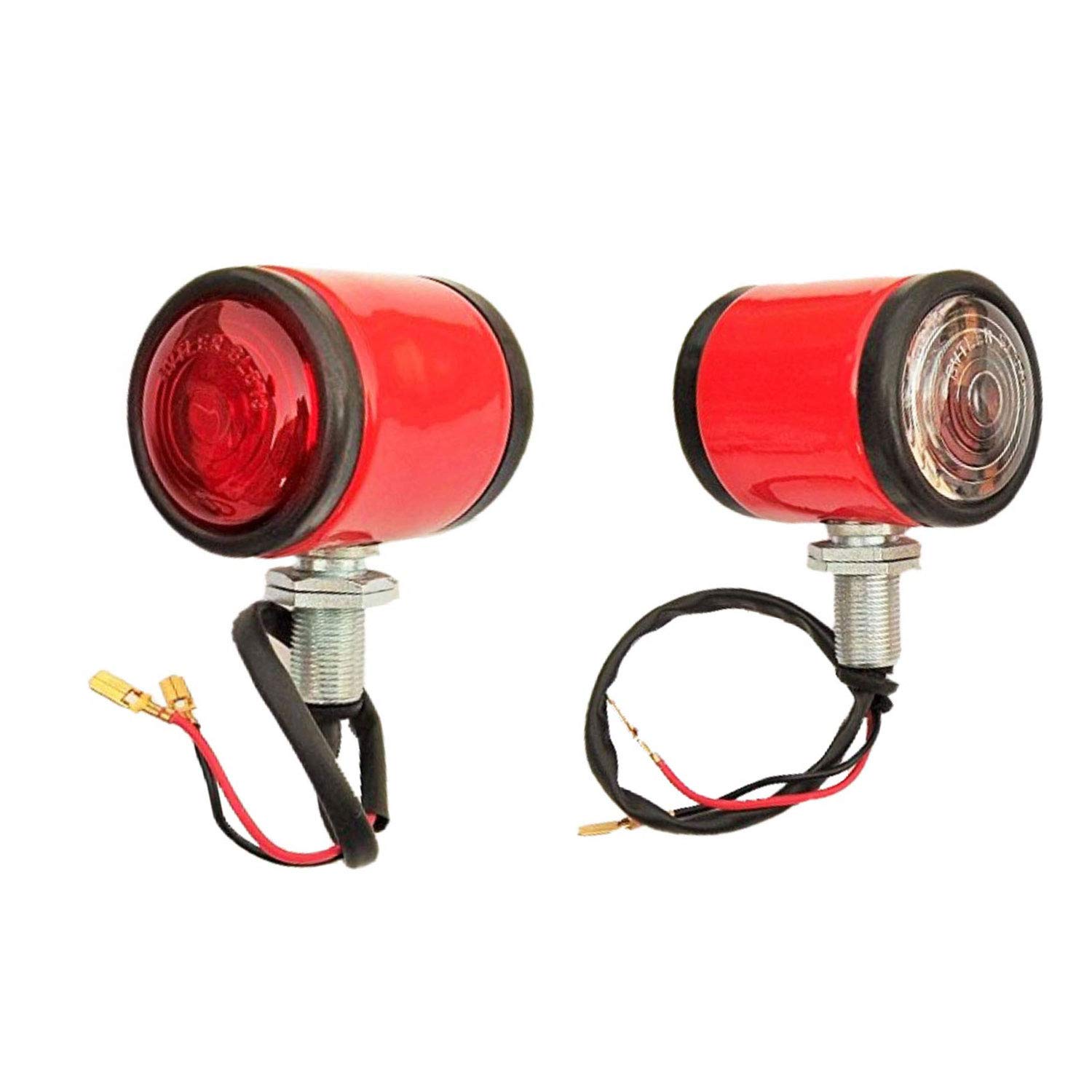 APSMOTIV Bajato 2x Side Indicator Lamp Flasher Light Corner Lamp Red Butler Style Assembly with 12v Bulbs Suitable for Massey Ferguson Case IHC Nuffield Tractors von Bajato