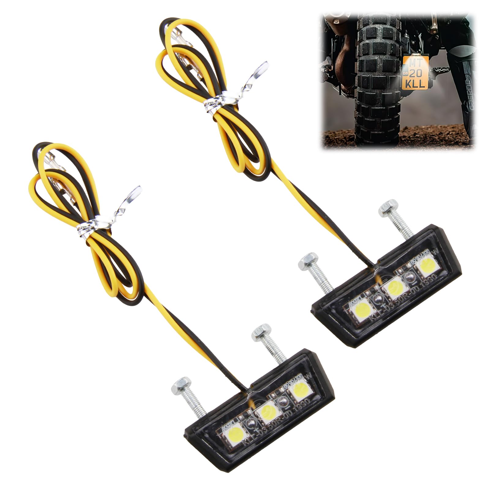 2 Stück Kennzeichenbeleuchtung, LED, Universal, 12 V, wasserdicht, Motorrad-Kennzeichenbeleuchtung, mit 3 SMD-LEDs, Mini-Lampe, superweiß, für Motorräder und Quads von BakeWhiz