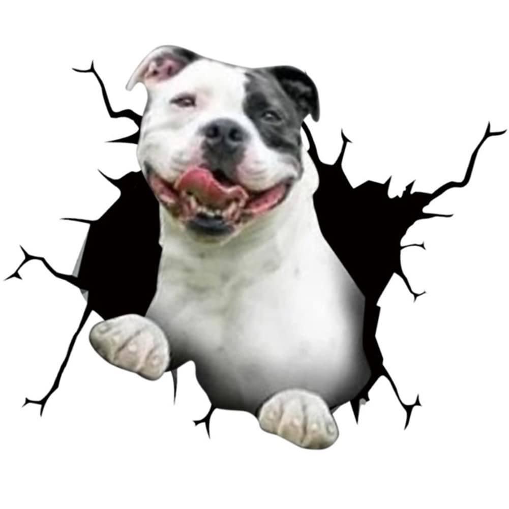 3D Hund Aufkleber, 4 Stück Bulldogge Aufkleber für Wand Kühlschrank Aufklebers, Realistische Tiere, Lustig 3D Stereo Hunde Auto Aufkleber Wandaufkleber Lustige Hund Decal Auto-Aufkleber Type 12 von Bakermiche