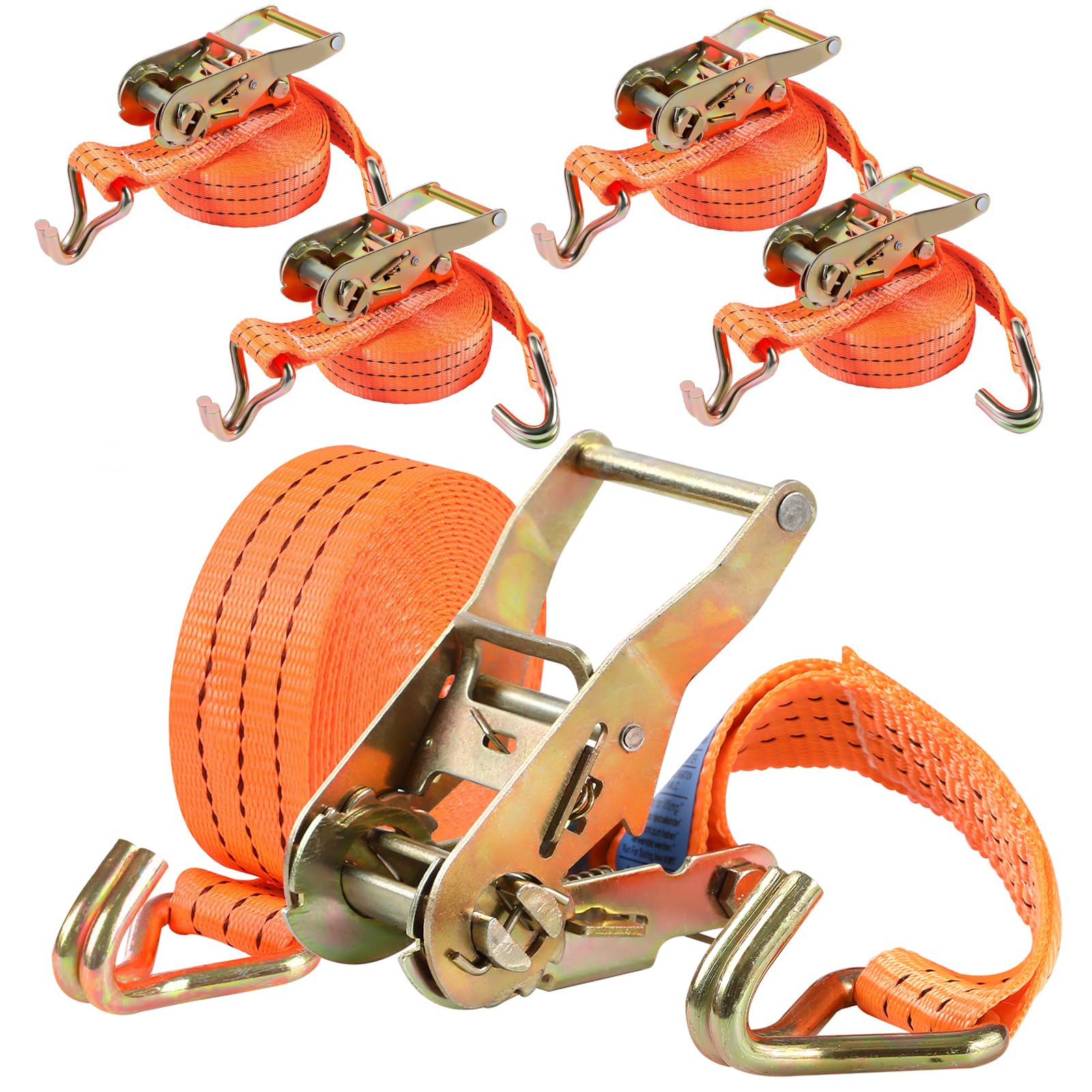 Baketron Spanngurte mit Ratsche und Haken - 6m 3000kg 40mm - 4 Stück - Ratschen Set - Ratschengurt 2-Teilig - Spanngurt Orange - Zurrgurte für Ladungssicherung - TÜV/GS Geprüft von Baketron