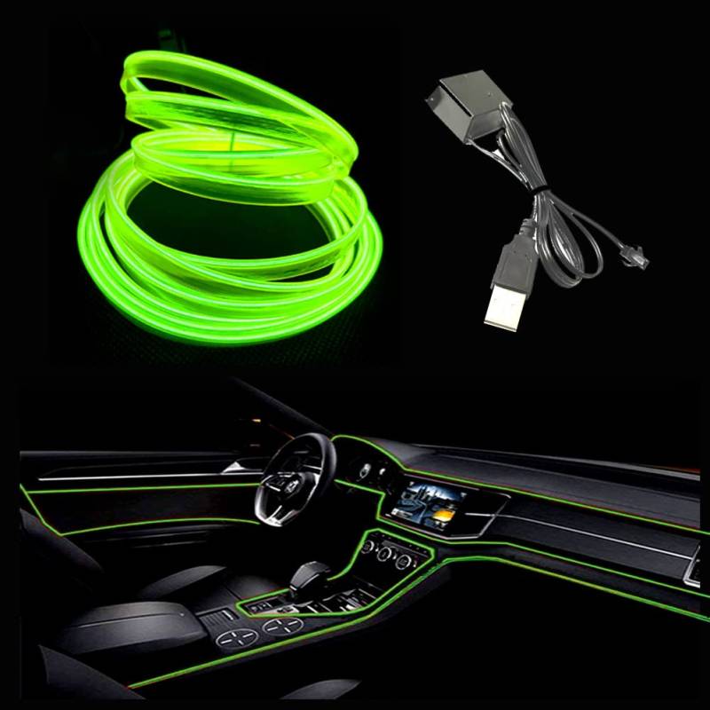 Balabaxer USB EL Wire Fluoreszentes Grün，3M/9.8FT Flexible Neonlichtröhre DC 5V Neonröhre Lichter Auto Innenverkleidung Lichtleiste für Innenverkleidung Gap Dekorative…… von Balabaxer