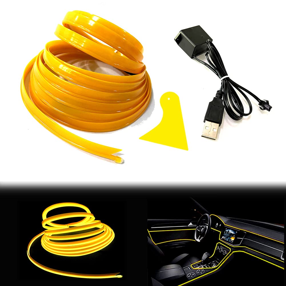 Balabaxer USB EL Wire Gelb，3M/9.8FT Flexible Neonlichtröhre DC 5V Neonröhre Lichter Auto Innenverkleidung Lichtleiste für Innenverkleidung Gap Dekorative… von Balabaxer