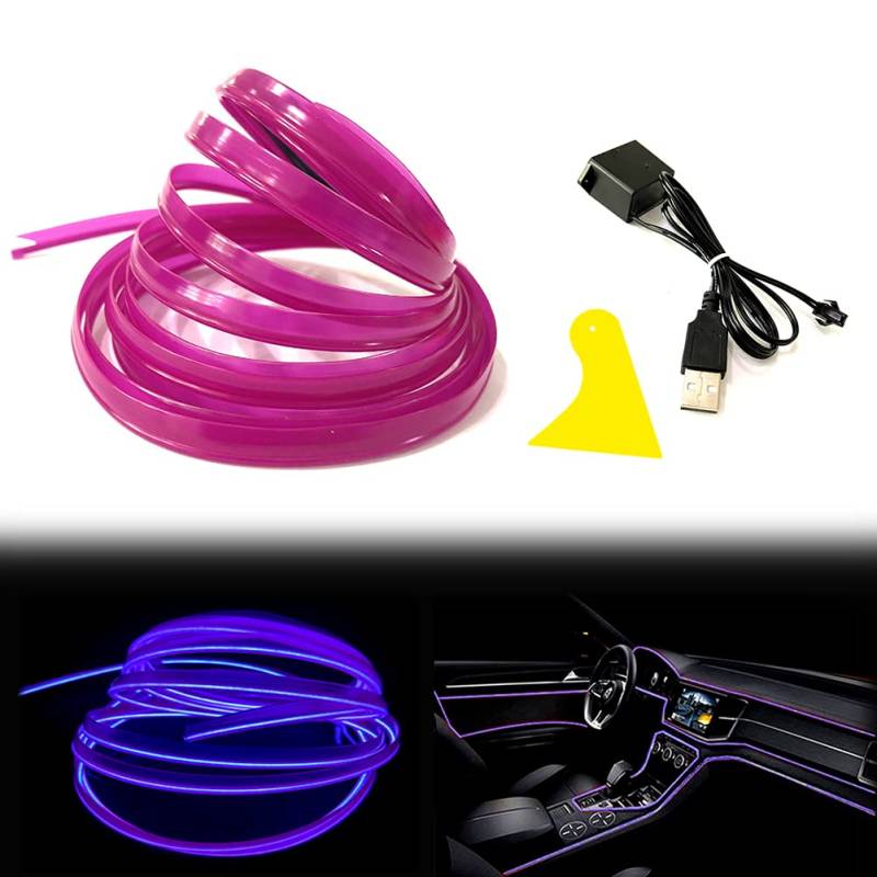 Balabaxer USB EL Wire Violett，3M/9.8FT Flexible Neonlichtröhre DC 5V Neonröhre Lichter Auto Innenverkleidung Lichtleiste für Innenverkleidung Gap Dekorative… von Balabaxer