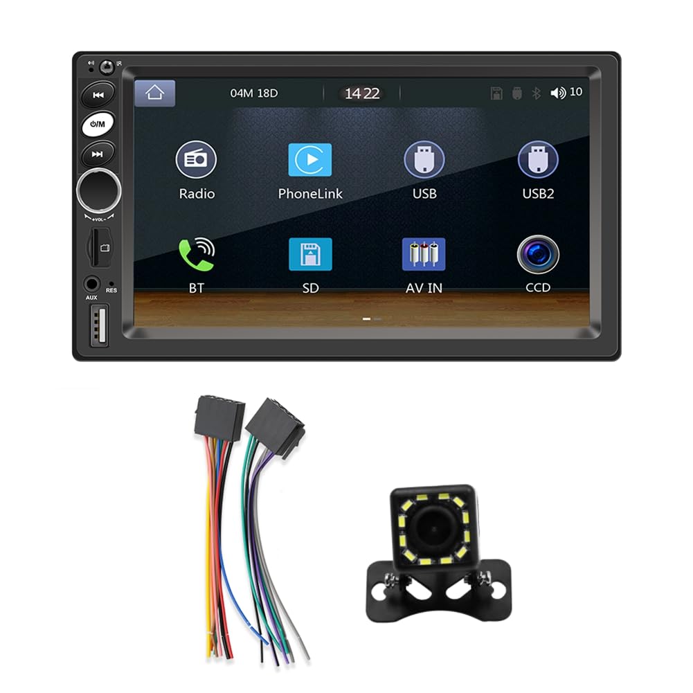 Bamberg 1 Set Doppel-Din-Autoradio, CarPlay, Android Auto, 7-Touchscreen-Radio, Auto-Multimedia-Player, Spiegelverbindung, Bluetooth, AUX-Kamera von Bamberg