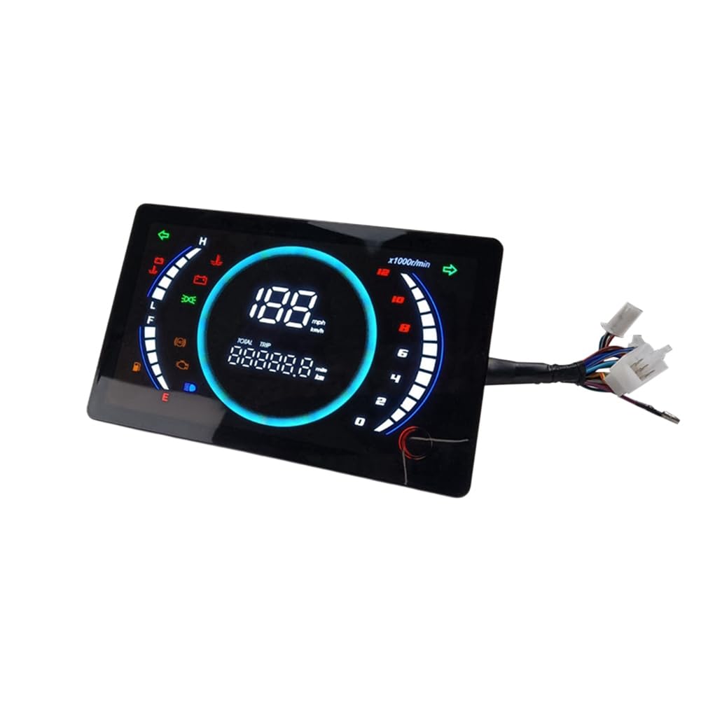 Bamberg 12 V Universal Einstellbarer Digitaler LED-Motorrad-Tachometer Drehzahlmesser mit Temperaturanzeige 199 Km/H von Bamberg