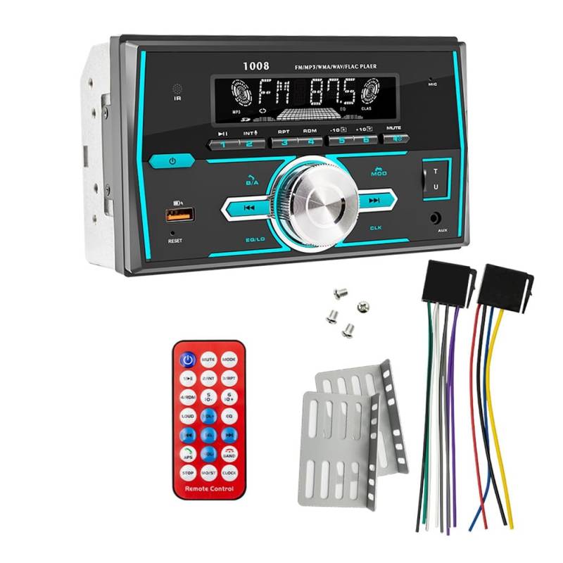 Bamberg 2-Din-Autoradio-Stereo-Player, FM-Audio, 12 V Stereo-Musik, USB/SD-EQ, Buntes Ladegerät, Einfach zu Bedienen von Bamberg