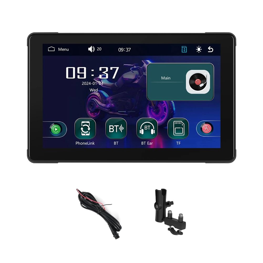 Bamberg 7 Tragbares Motorrad-GPS-Navigationssystem, Wasserdichter Carplay-Bildschirm, Kabelloser Android-Auto-Motorrad-Monitor von Bamberg