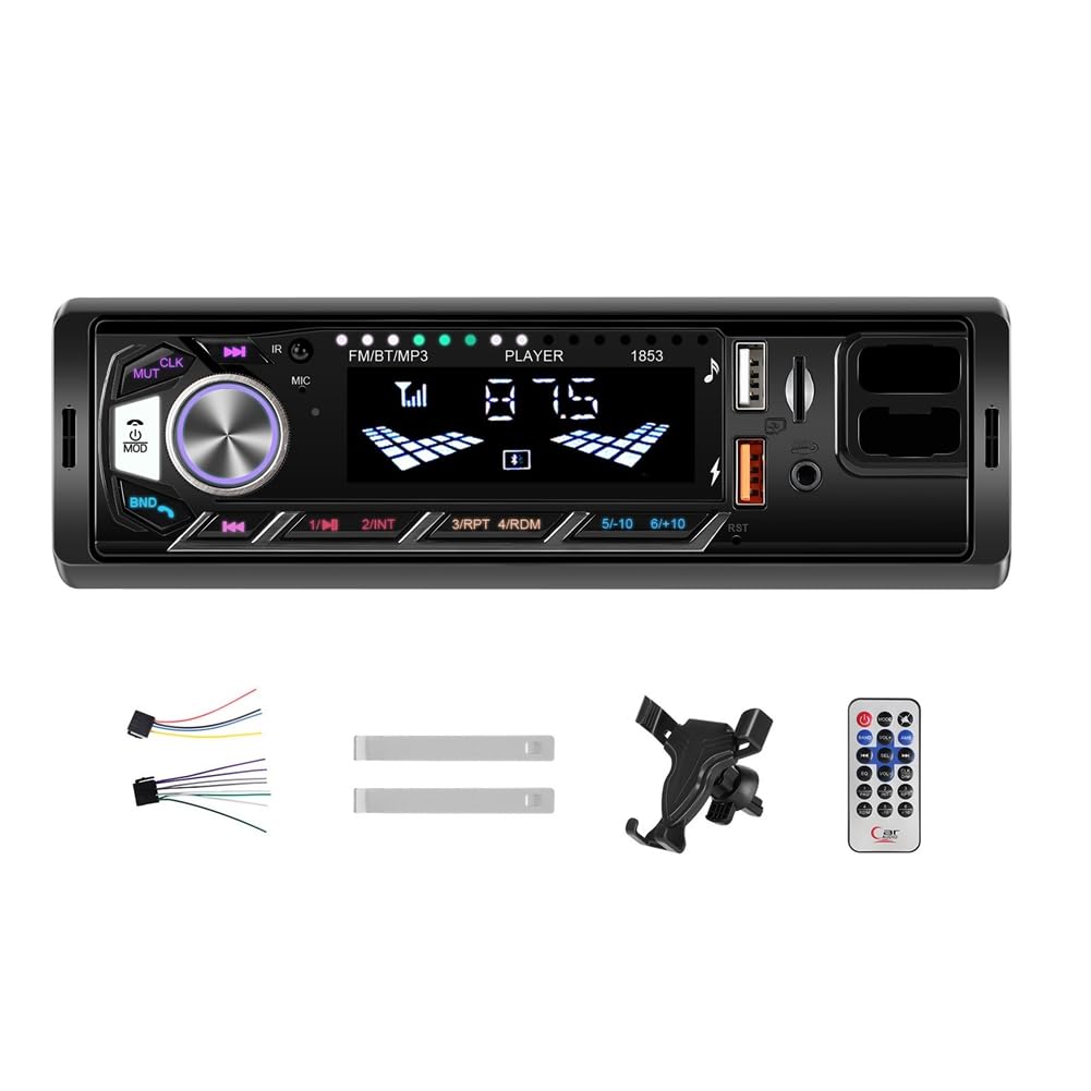 Bamberg Autoradio Bluetooth Single Din Auto Stereo, 1 Din Auto Audio mit Telefonhalter, Unterstützt FM/MP3/AUX/USB/TF-Karte von Bamberg