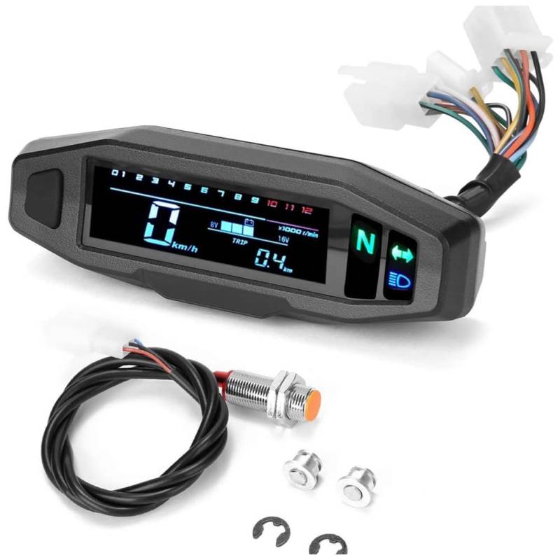 Bamberg Motorrad Mini VA HD LCD Tachometer Tachometer Tankanzeige HD Einstellbare LCD Einfach zu Bedienen von Bamberg