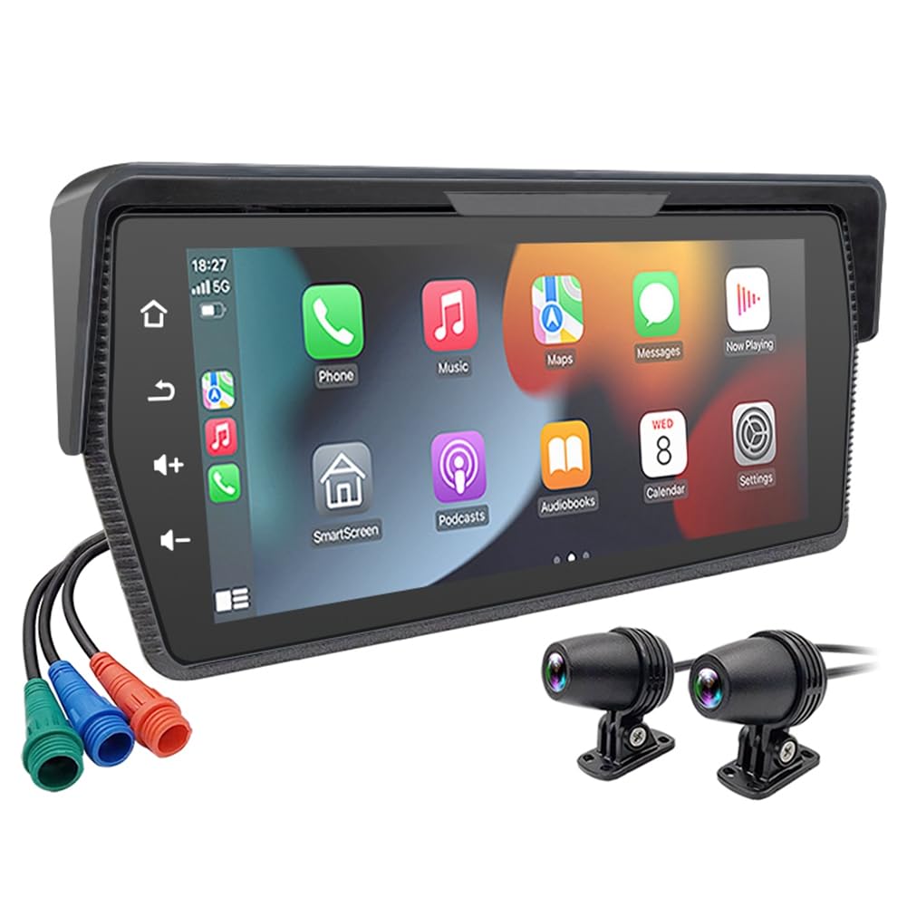 Bamberg Tragbarer 6,86-Motorrad-DVR, Kabelloses Carplay, Android Auto-Bildschirm, GPS-Display, Monitor mit AHD-Kameras von Bamberg