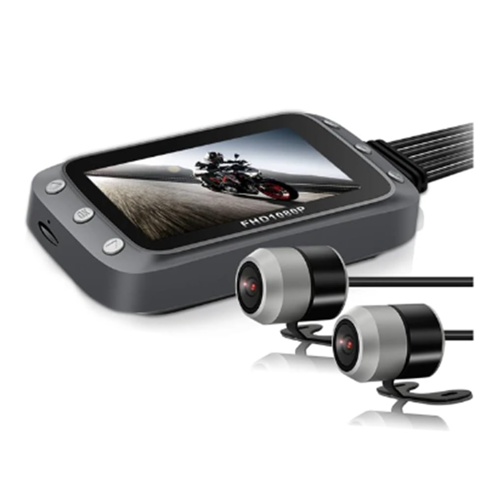 Bamberg WiFi-Motorrad-DVR-Dashcam 1080P + 1080P Full HD Vorder- und Rückansicht, wasserdichte Motorradkamera, GPS-Logger-Recorder-Box, Ersatzzubehör (B) von Bamberg