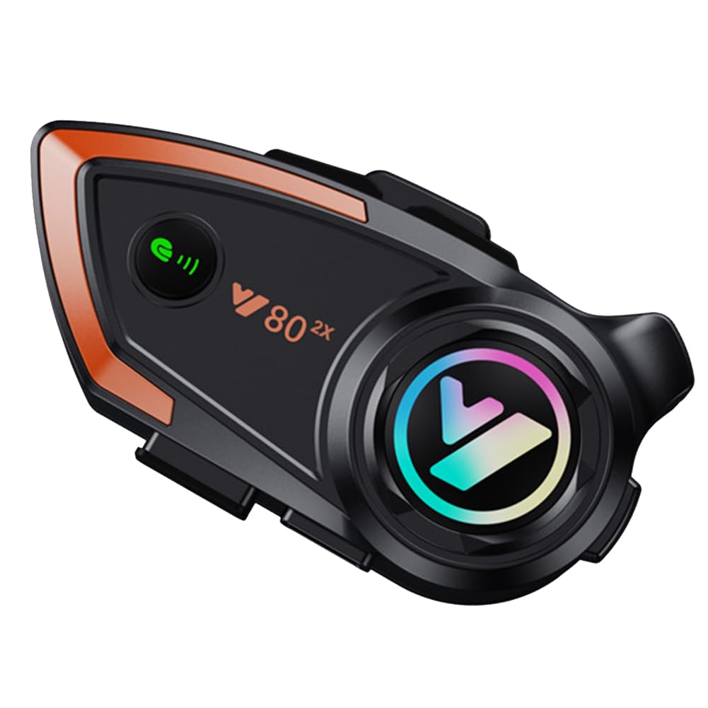 Bamberg Y80 2X Bluetooth-Headset für Motorradhelm, Wasserdicht, Geräuschunterdrückung, Freisprechanruf, Bluetooth-Headset Fürs Auto, Universell, Langlebig, Einfache Installation, Einfach zu Bedienen von Bamberg