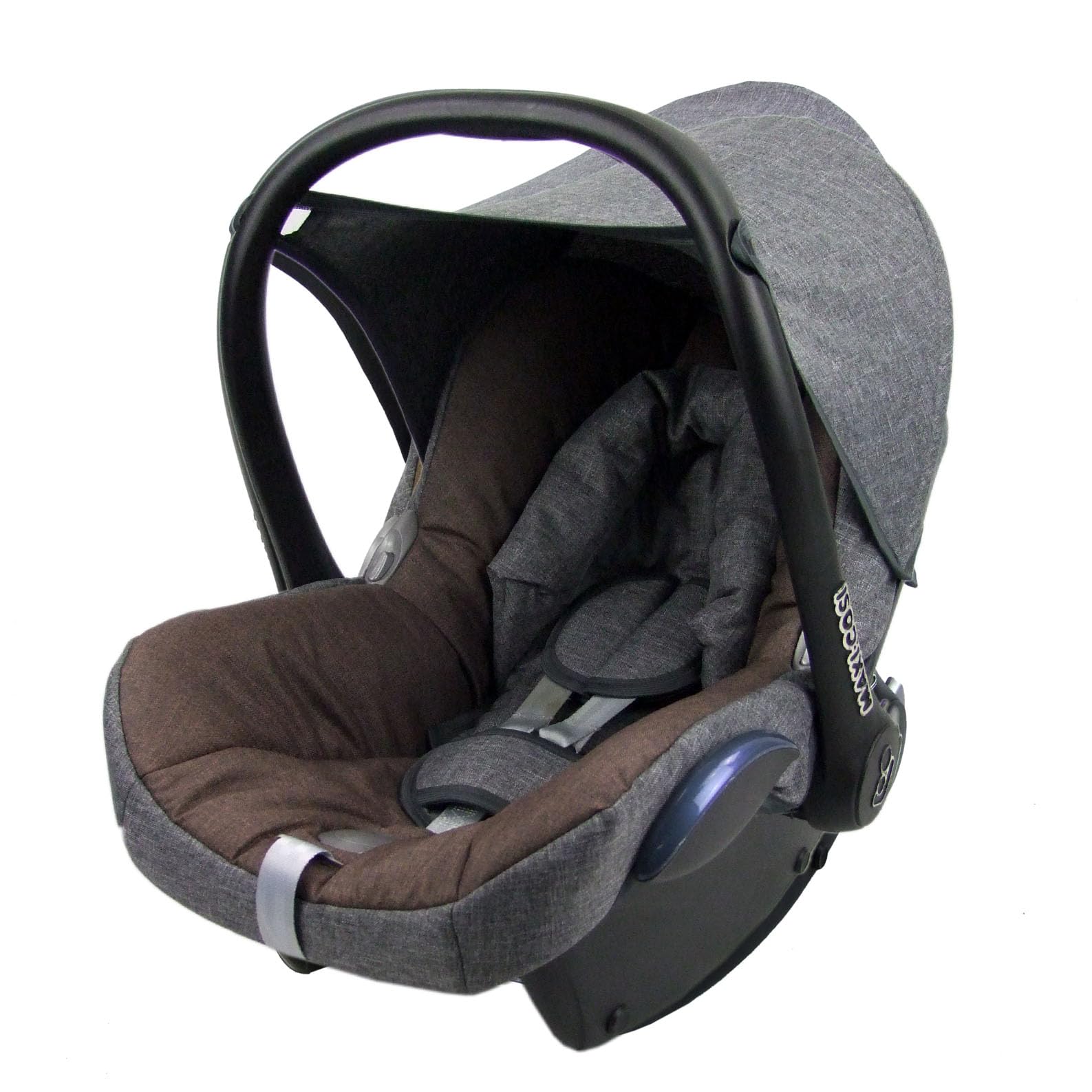 BAMBINIWELT Bezug Ersatzbezug kompatibel mit Maxi-Cosi CabrioFix für Babyschale 6-TLG Komplett-Set hochwertiges Polyestergemisch (meliert grau-Dunkelbraun) von BambiniWelt by Rafael K.