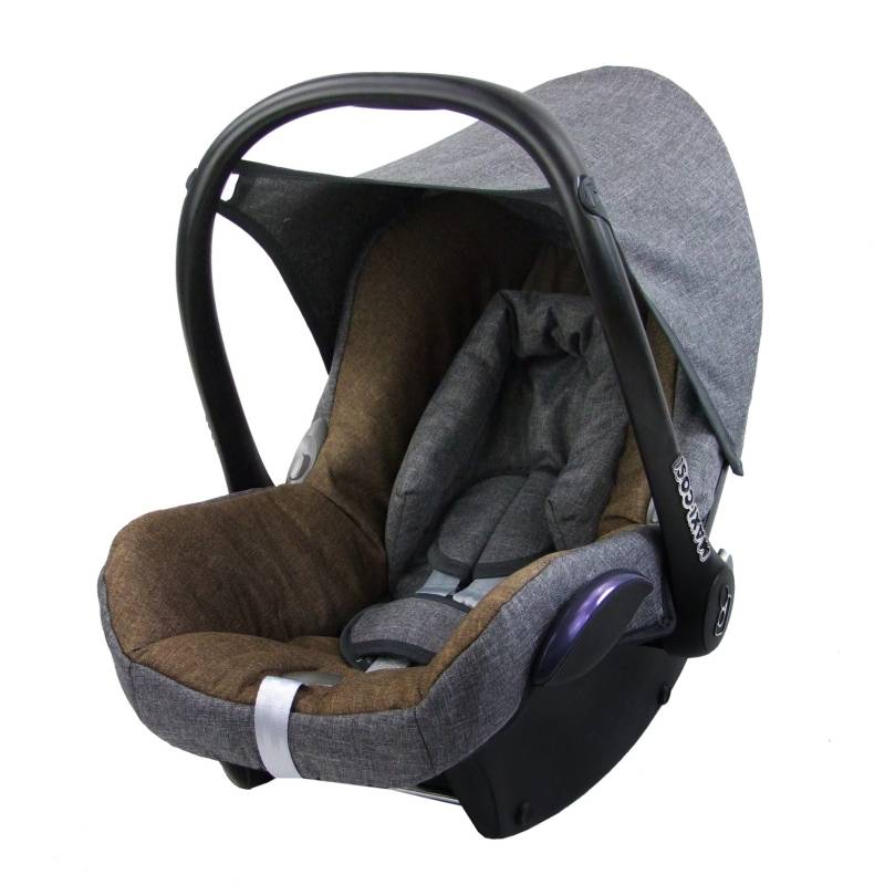 BAMBINIWELT Bezug Ersatzbezug kompatibel mit Maxi-Cosi CabrioFix für Babyschale 6-TLG Komplett-Set hochwertiges Polyestergemisch (meliert grau-Hellbraun) von BambiniWelt by Rafael K.