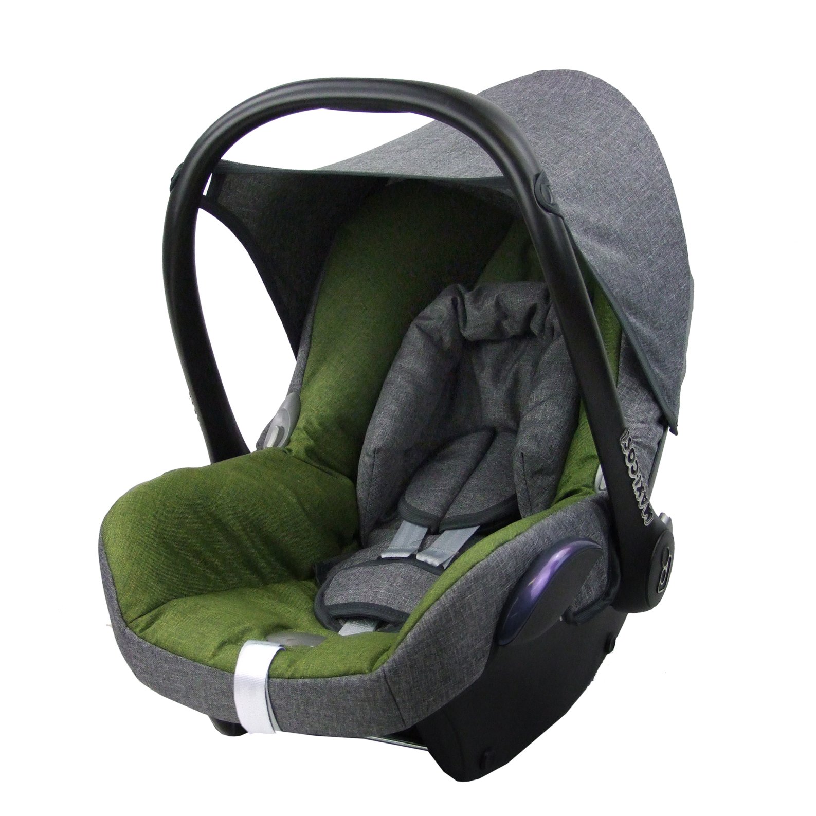 BAMBINIWELT Bezug Ersatzbezug kompatibel mit Maxi-Cosi CabrioFix für Babyschale 6-TLG Komplett-Set hochwertiges Polyestergemisch (meliert grau-dunkelgrün) von BambiniWelt by Rafael K.