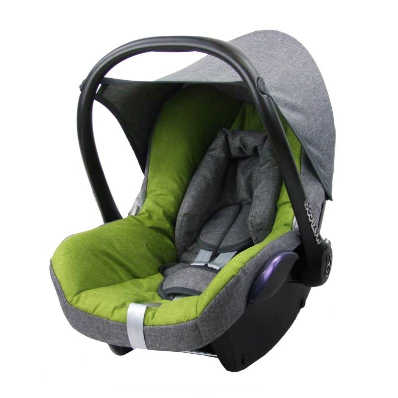 BAMBINIWELT Bezug Ersatzbezug kompatibel mit Maxi-Cosi CabrioFix für Babyschale 6-TLG Komplett-Set hochwertiges Polyestergemisch (meliert grau-hellgrün) von BambiniWelt by Rafael K.