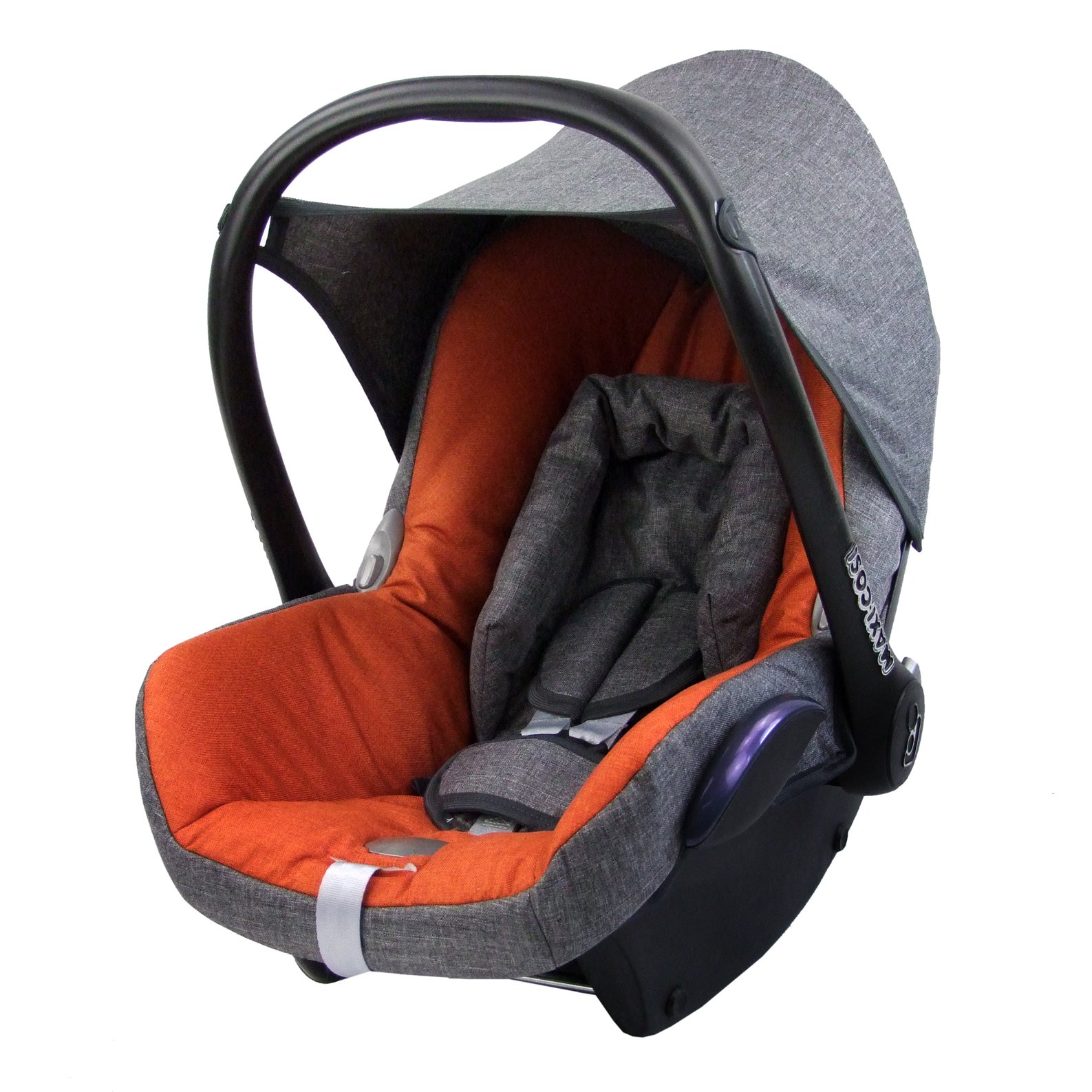 BAMBINIWELT Bezug Ersatzbezug kompatibel mit Maxi-Cosi CabrioFix für Babyschale 6-TLG Komplett-Set hochwertiges Polyestergemisch (meliert grau-orange) von BambiniWelt by Rafael K.