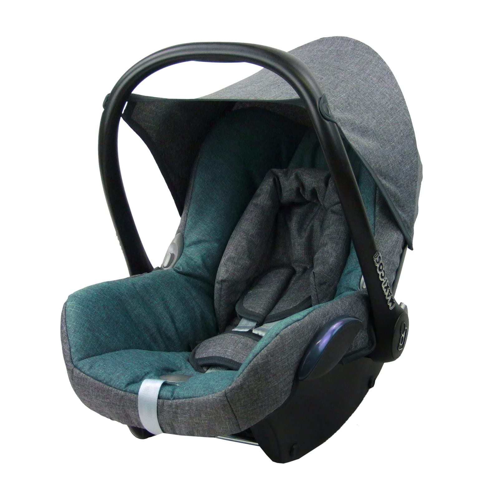 BAMBINIWELT Bezug Ersatzbezug kompatibel mit Maxi-Cosi CabrioFix für Babyschale 6-TLG Komplett-Set hochwertiges Polyestergemisch (meliert grau-türkis) von BambiniWelt by Rafael K.