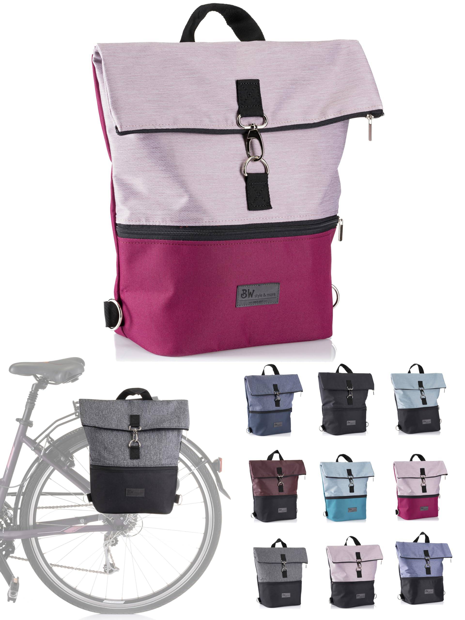 BambiniWelt by Rafael K. Fahrradtasche für Gepäckträger [Gepäckträgertasche] mit Rucksack Fahrrad Tasche universal für Sport und Freizeit (pink-rosa) von BambiniWelt by Rafael K.