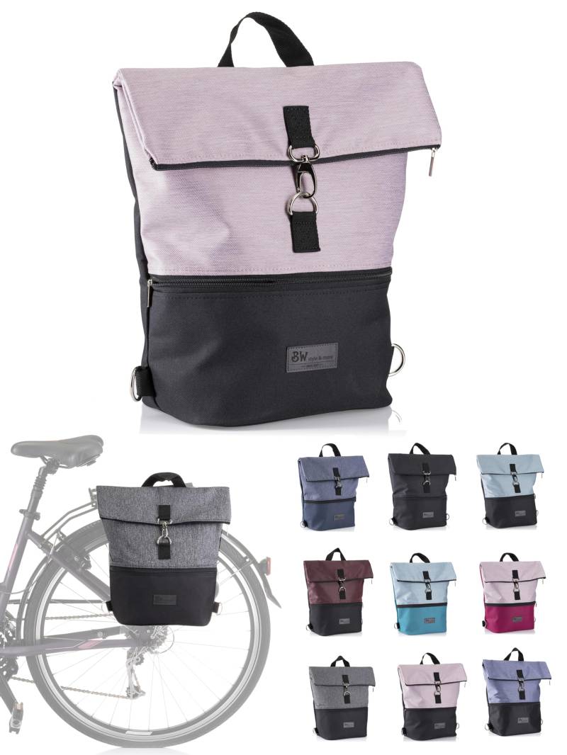 BambiniWelt by Rafael K. Fahrradtasche für Gepäckträger [Gepäckträgertasche] mit Rucksack Fahrrad Tasche universal für Sport und Freizeit (schwarz-rosa) von BambiniWelt by Rafael K.