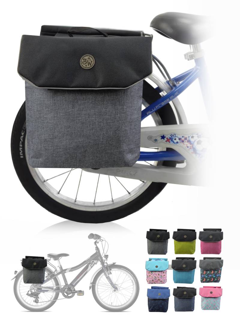 BambiniWelt by Rafael K. Gepäcktasche Gepäckträgertasche für Fahrrad [Fahrradtasche für Kinder] wasserabweisend geeignet für 18-24 Zoll z.B. für alle Puky Räder (M2) (grau (M2)) von BambiniWelt by Rafael K.