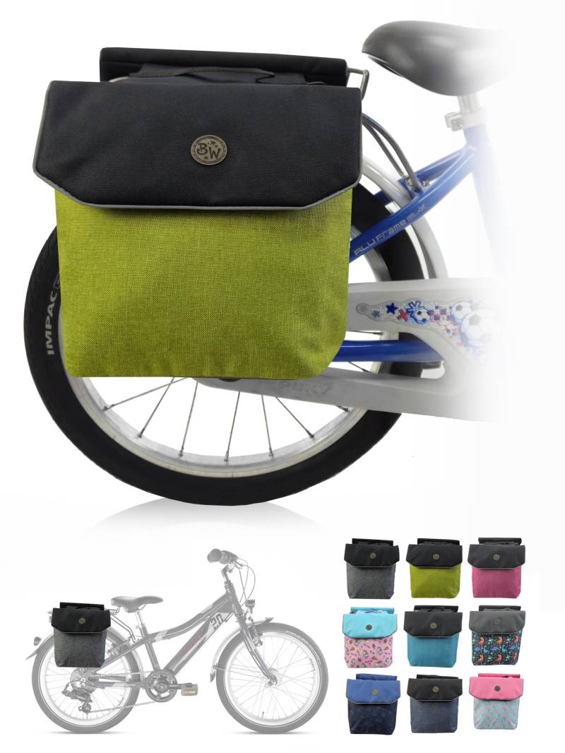 BambiniWelt by Rafael K. Gepäcktasche Gepäckträgertasche für Fahrrad [Fahrradtasche für Kinder] wasserabweisend geeignet für 18-24 Zoll z.B. für alle Puky Räder (M2) (grün (M2)) von BambiniWelt by Rafael K.