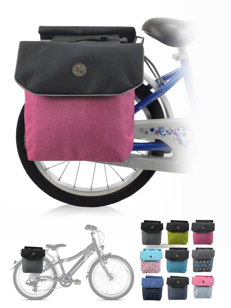 BambiniWelt by Rafael K. Gepäcktasche Gepäckträgertasche für Fahrrad [Fahrradtasche für Kinder] wasserabweisend geeignet für 18-24 Zoll z.B. für alle Puky Räder (M2) (pink (M2)) von BambiniWelt by Rafael K.