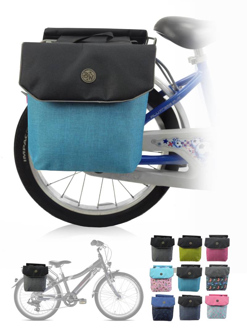 BambiniWelt by Rafael K. Gepäcktasche Gepäckträgertasche für Fahrrad [Fahrradtasche für Kinder] wasserabweisend geeignet für 18-24 Zoll z.B. für alle Puky Räder (M2) (türkis (M2)) von BambiniWelt by Rafael K.