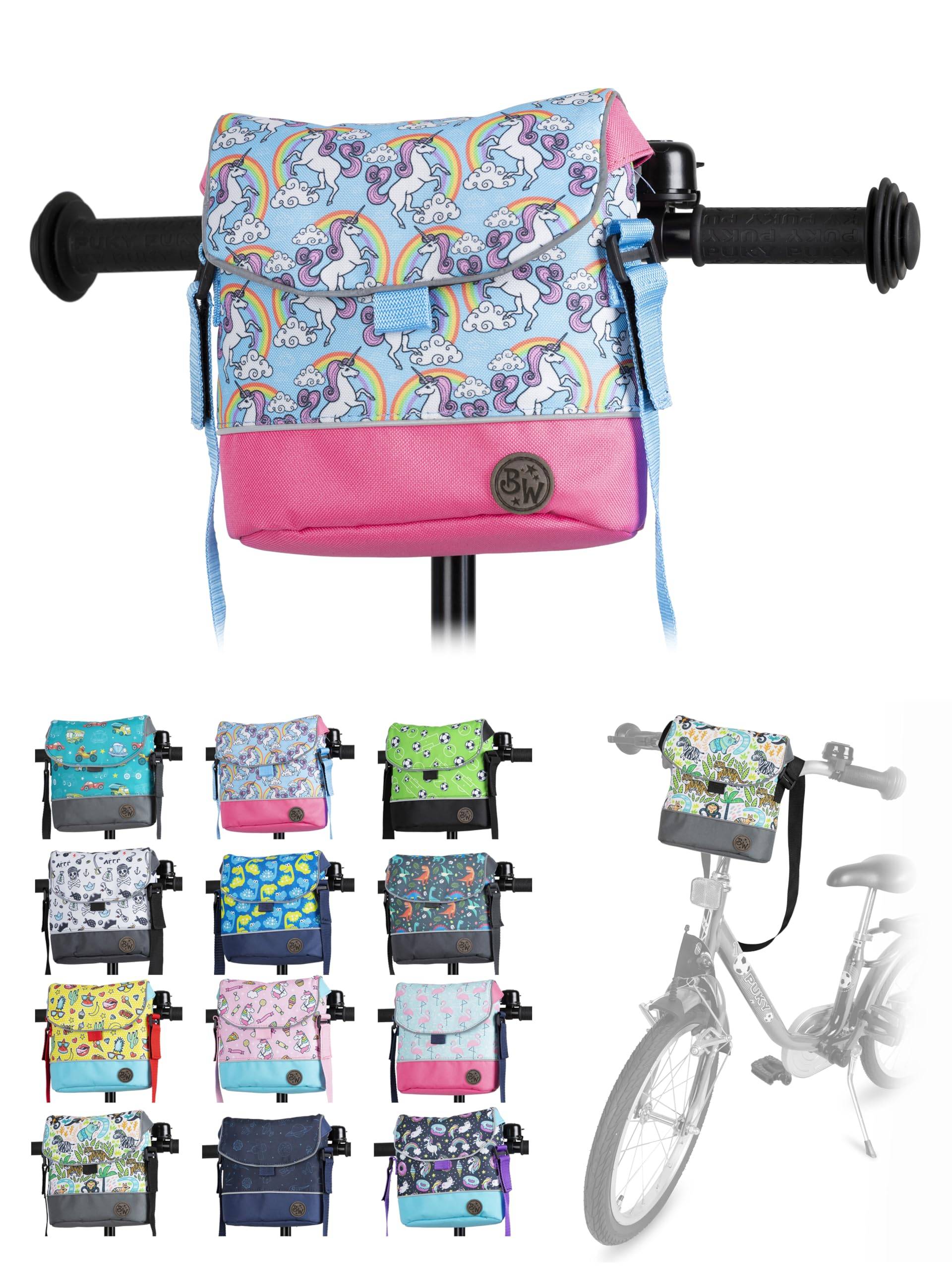 Kinder Lenkertasche [Fahrradtasche für Kinder] Laufradtasche Lenkerkorb Laufrad Roller Tasche Zubehör Kinderfahrrad kompatibel mit Puky Woom Laufrad wasserabweisend mit Schultergurt (Modell 04) von BambiniWelt by Rafael K.