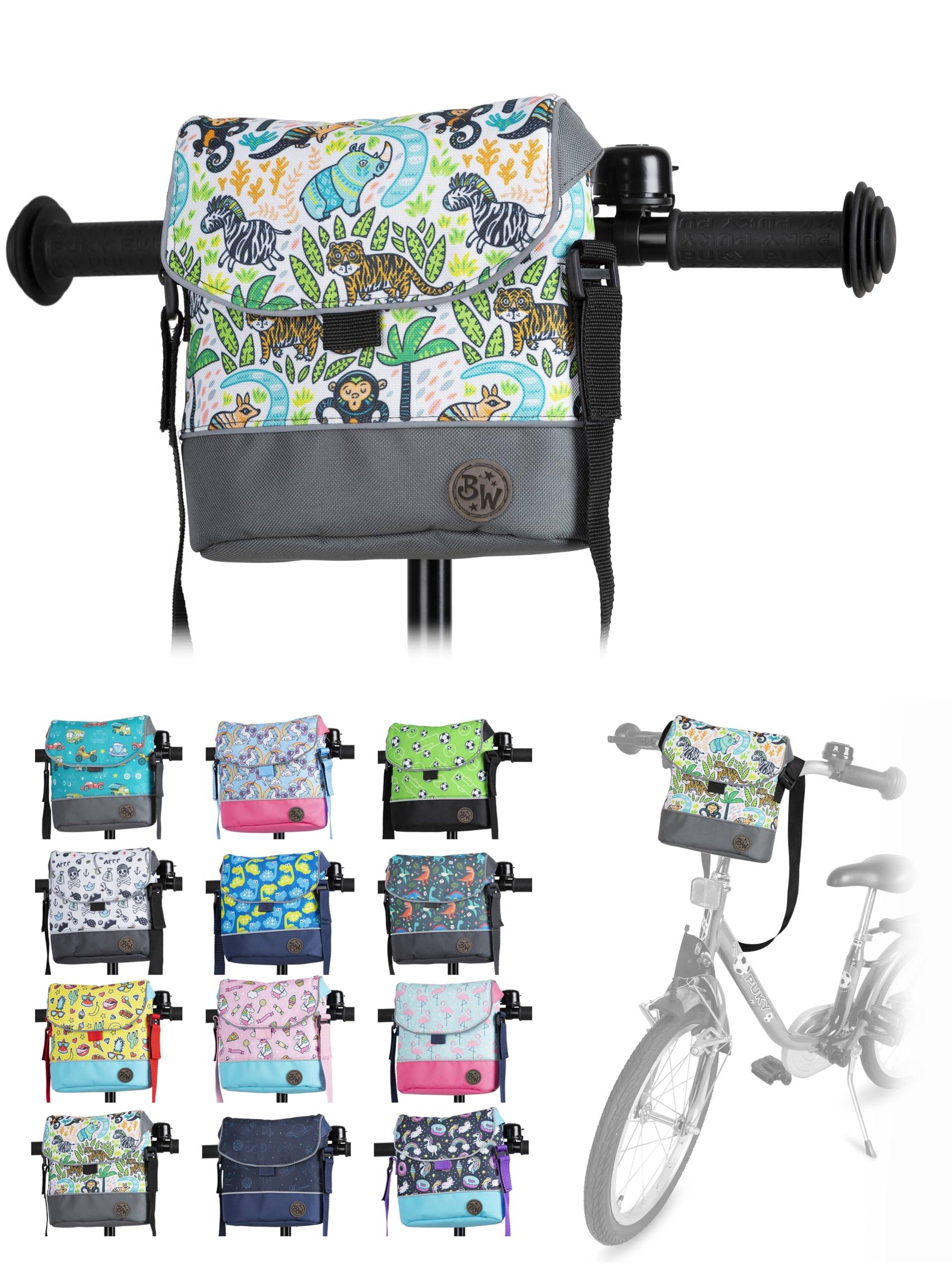 Kinder Lenkertasche [Fahrradtasche für Kinder] Laufradtasche Lenkerkorb Laufrad Roller Tasche Zubehör Kinderfahrrad kompatibel mit Puky Woom Laufrad wasserabweisend mit Schultergurt (Modell 21) von BambiniWelt by Rafael K.