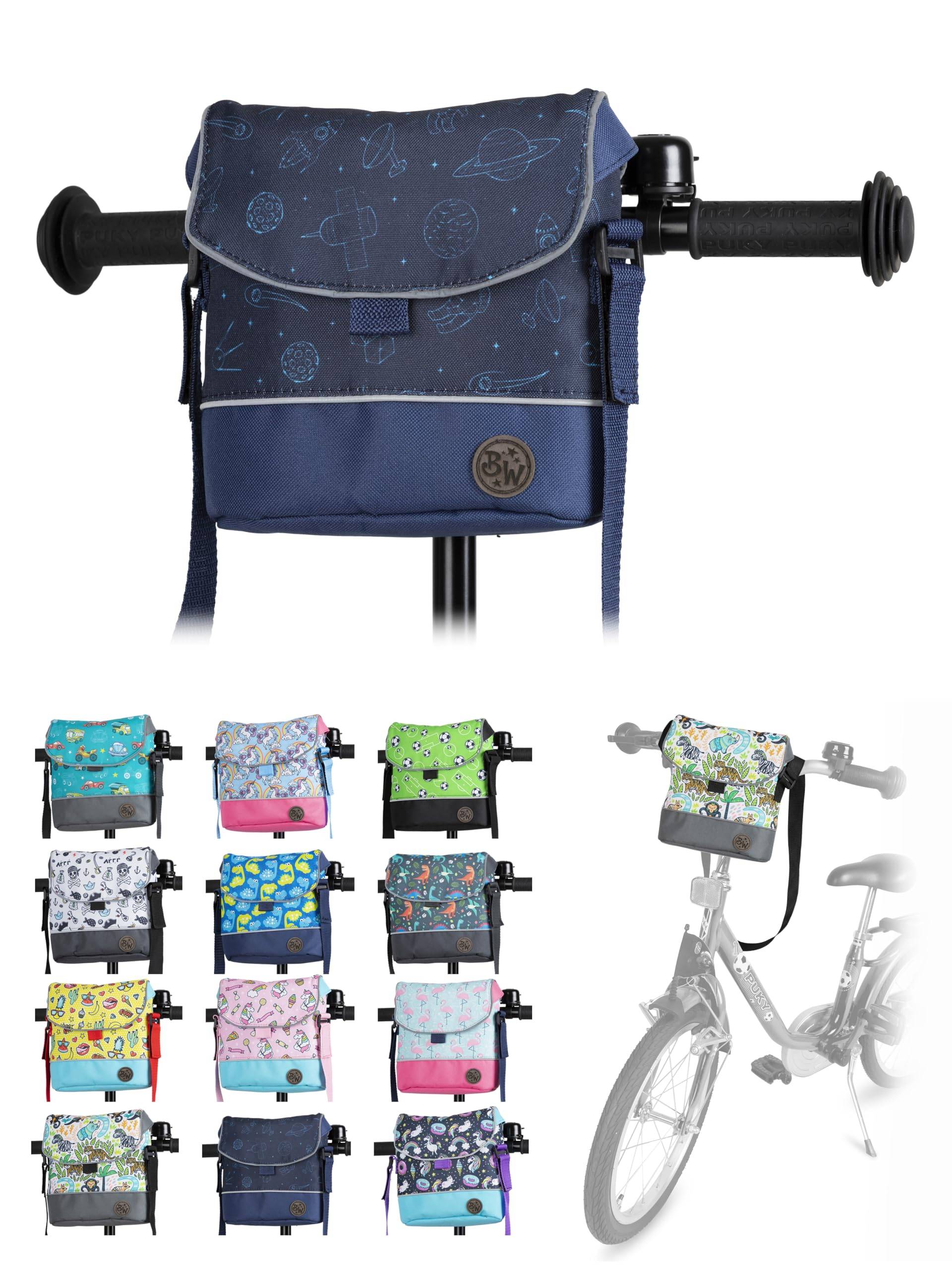 Kinder Lenkertasche [Fahrradtasche für Kinder] Laufradtasche Lenkerkorb Laufrad Roller Tasche Zubehör Kinderfahrrad kompatibel mit Puky Woom Laufrad wasserabweisend mit Schultergurt (Modell 22) von BambiniWelt by Rafael K.