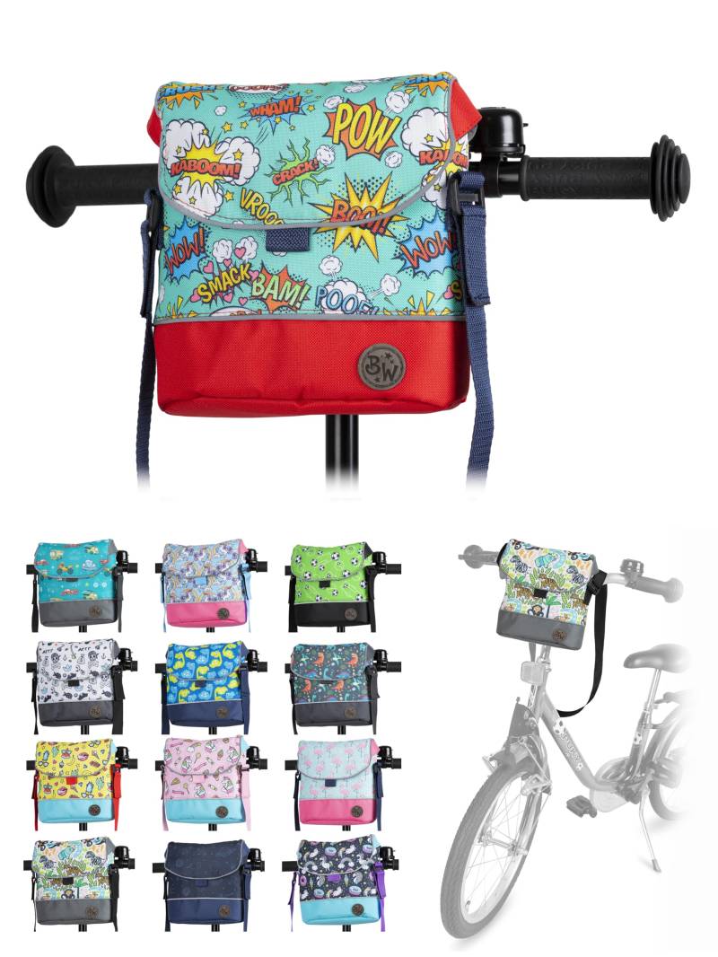 Kinder Lenkertasche [Fahrradtasche für Kinder] Laufradtasche Lenkerkorb Laufrad Roller Tasche Zubehör Kinderfahrrad kompatibel mit Puky Woom Laufrad wasserabweisend mit Schultergurt (Modell 23) von BambiniWelt by Rafael K.