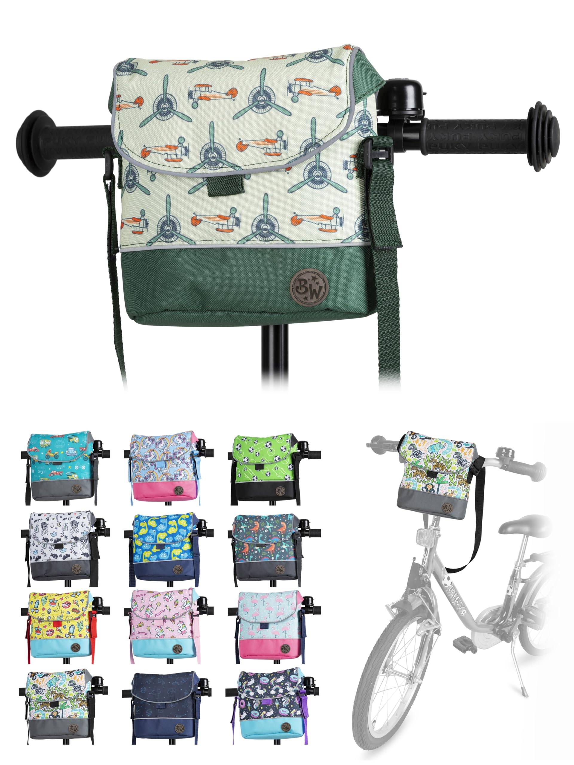 Kinder Lenkertasche [Fahrradtasche für Kinder] Laufradtasche Lenkerkorb Laufrad Roller Tasche Zubehör Kinderfahrrad kompatibel mit Puky Woom Laufrad wasserabweisend mit Schultergurt (Modell 26) von BambiniWelt by Rafael K.